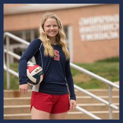 Female Christian High School Sports Team Player with Volleyball